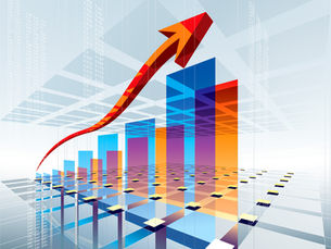Bar graph with arrow pointing up