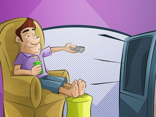 Cartoon of man watching TV