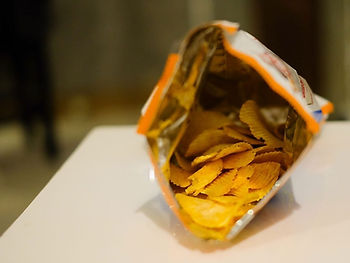 Half empty bag of potato chips