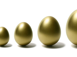 A growing series of gold eggs