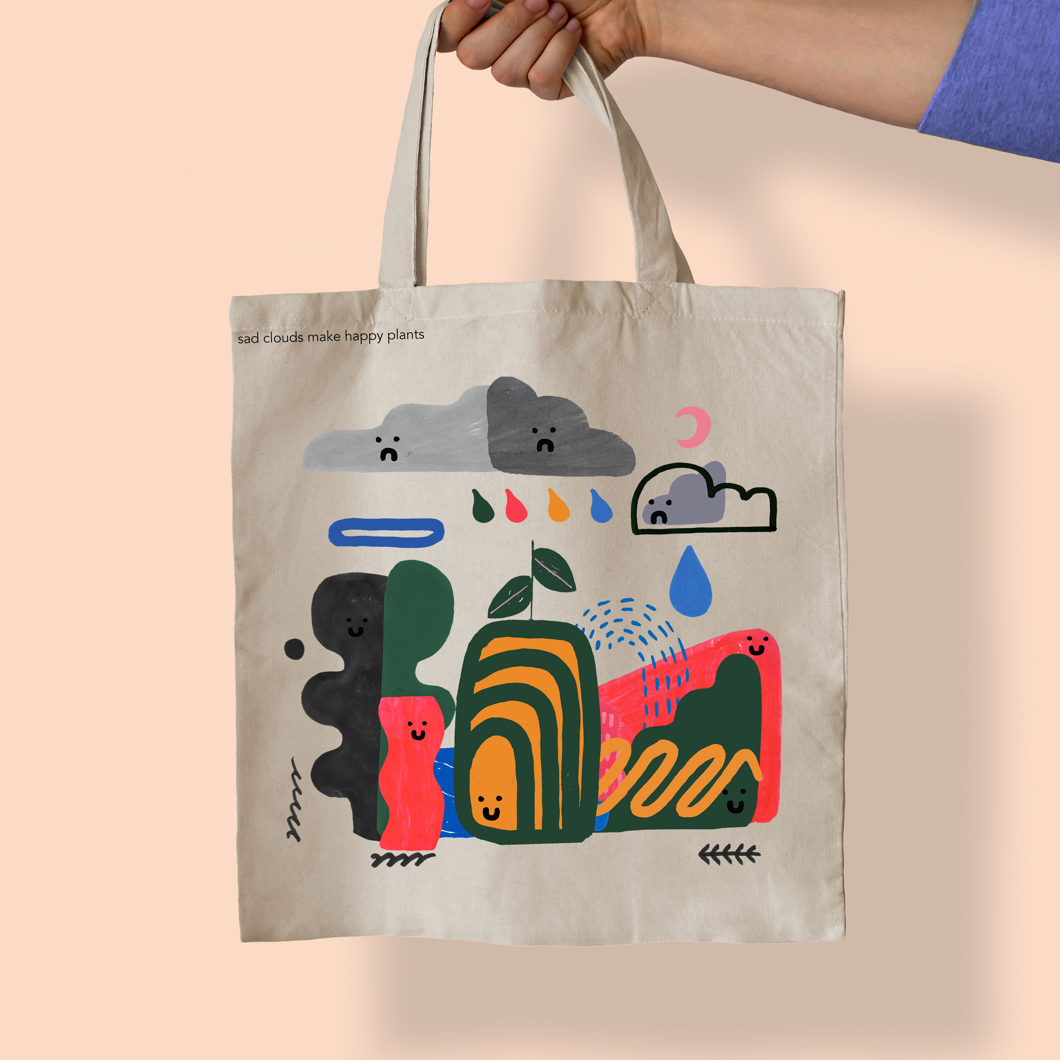 Sad Clouds Make Happy Plants Tote Bag