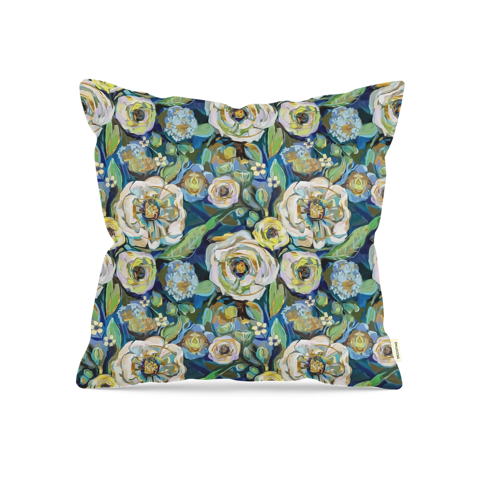 Thumbnail: Suzani Chenille Fabric Digital Print Square Cushion Pillow Cover