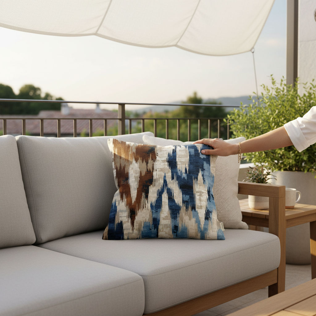 Ürgüp Chenille Fabric Digital Print Square Cushion Pillow Cover