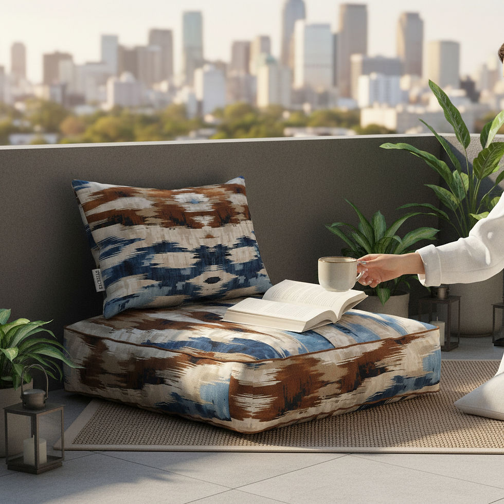 Thumbnail: Ürgüp Upholstery Chenille Fabric Digital Print Square Floor Cushion Cover