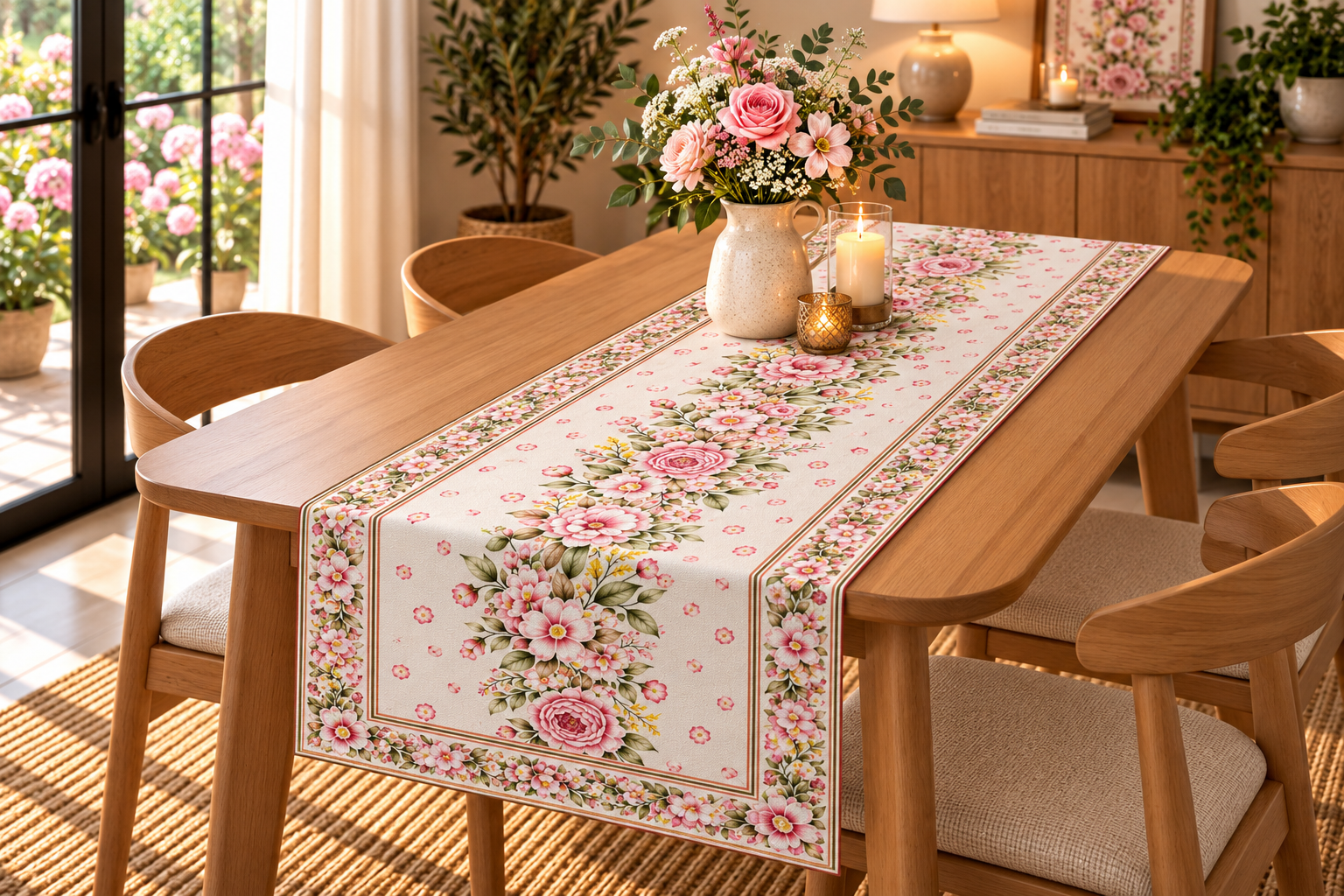 Tapestry Flower Garden Rectangular Runner