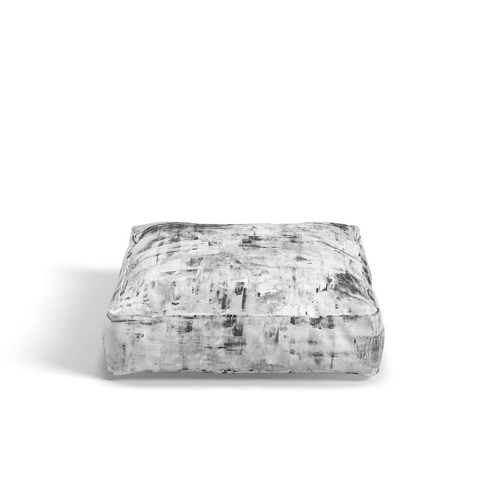 Thumbnail: Stone Upholstery Chenille Fabric Digital Print Square Floor Cushion Cover