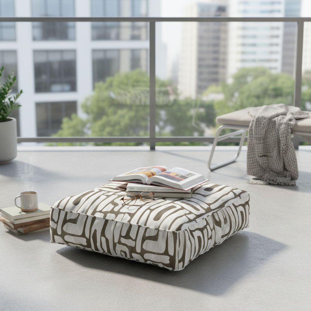 Play Upholstery Chenille Fabric Digital Print Square Floor Cushion Cover