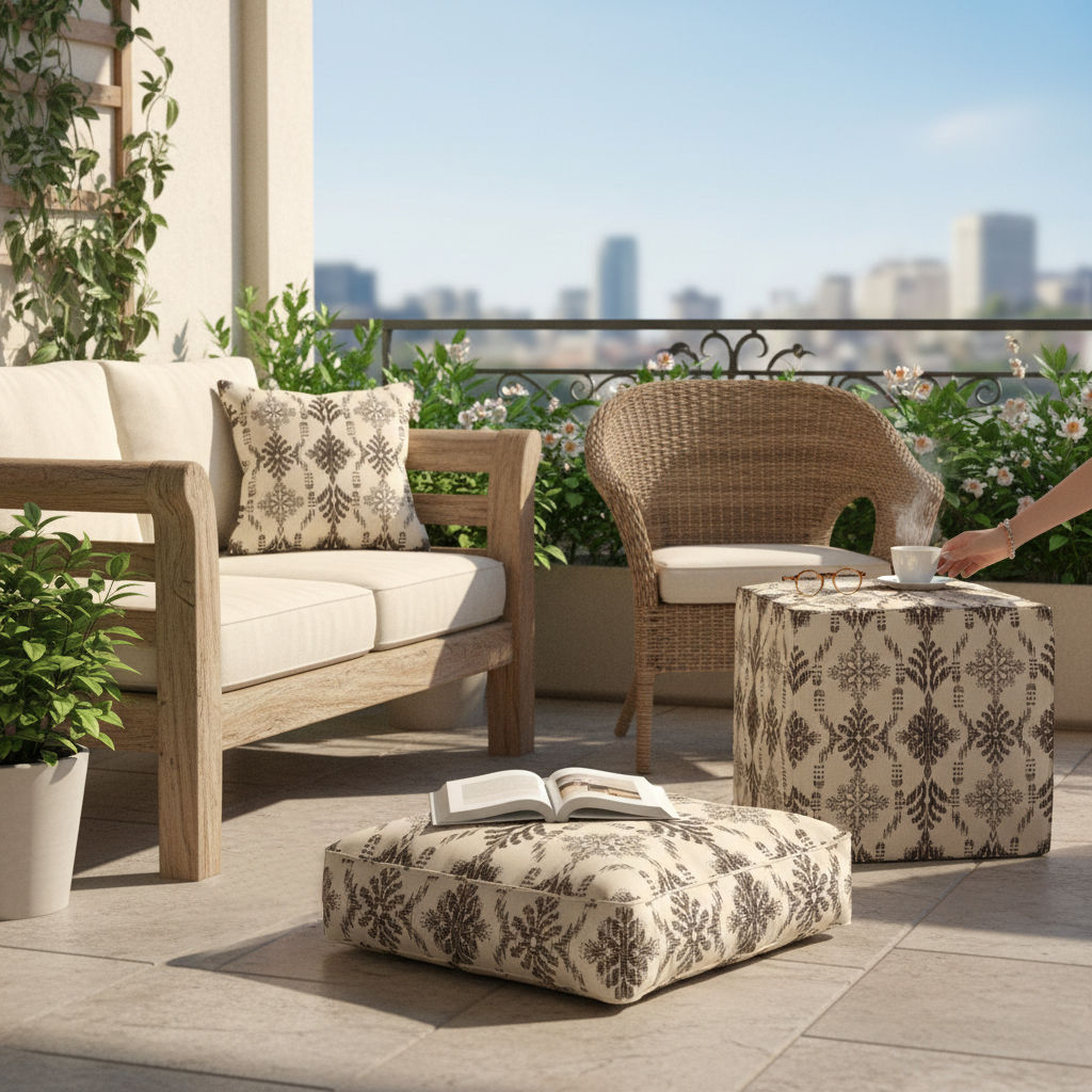 Efes Döşemelik Şönil Kumaş Dijital Baskı Puf Minder Kırlent 3'lü Set