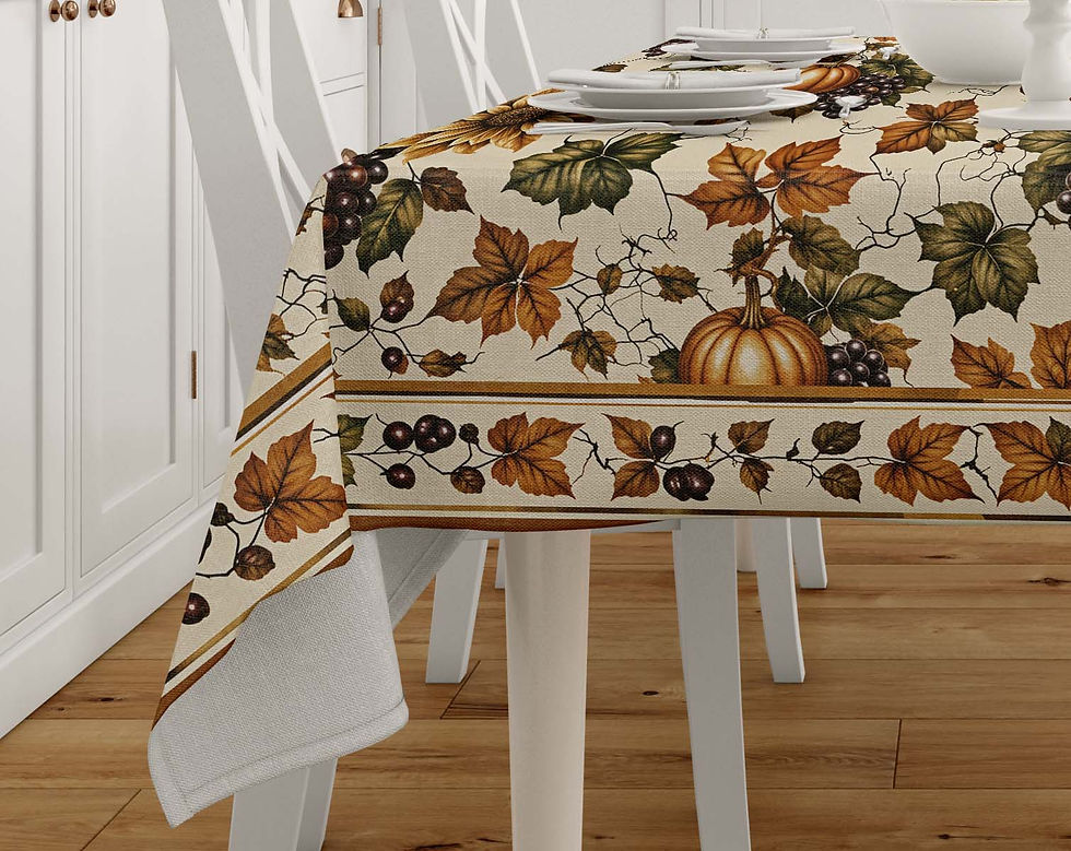 Thumbnail: Grape Harvest and Pumpkin Pattern Honeycomb Fabric Rectangular Tablecloth