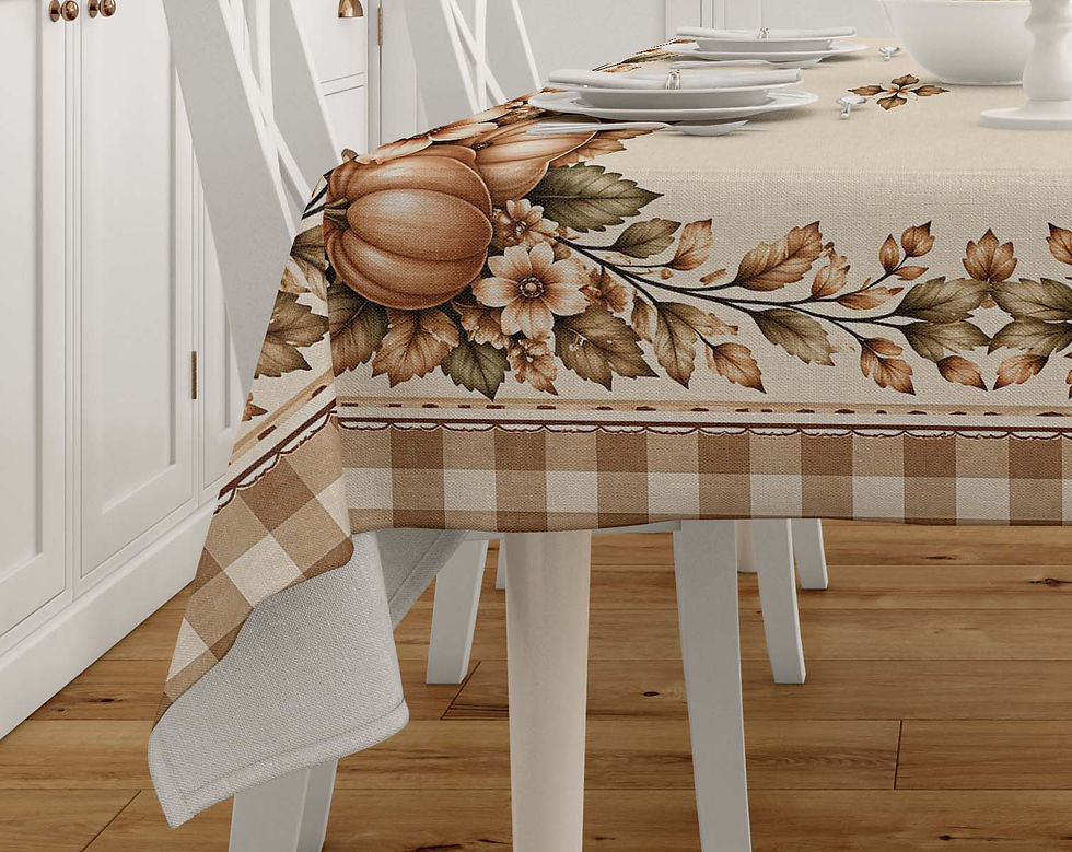 Thumbnail: Autumn Harvest Pumpkin Pattern Honeycomb Fabric Rectangular Tablecloth