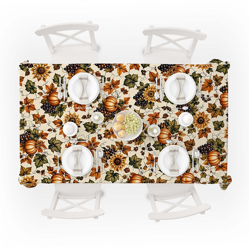 Thumbnail: Grape Harvest and Pumpkin Pattern Honeycomb Fabric Rectangular Tablecloth