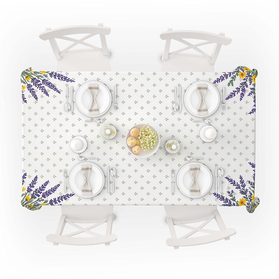Thumbnail: Provence Breeze Lavender Patterned Honeycomb Fabric Rectangular Tablecloth