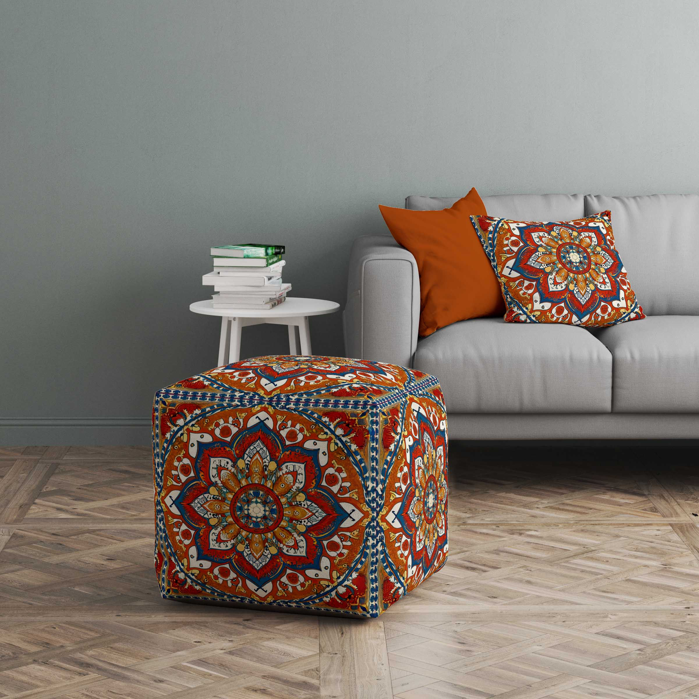 Dijital Baskı Şönil Kumaş Etnik Desen Puf