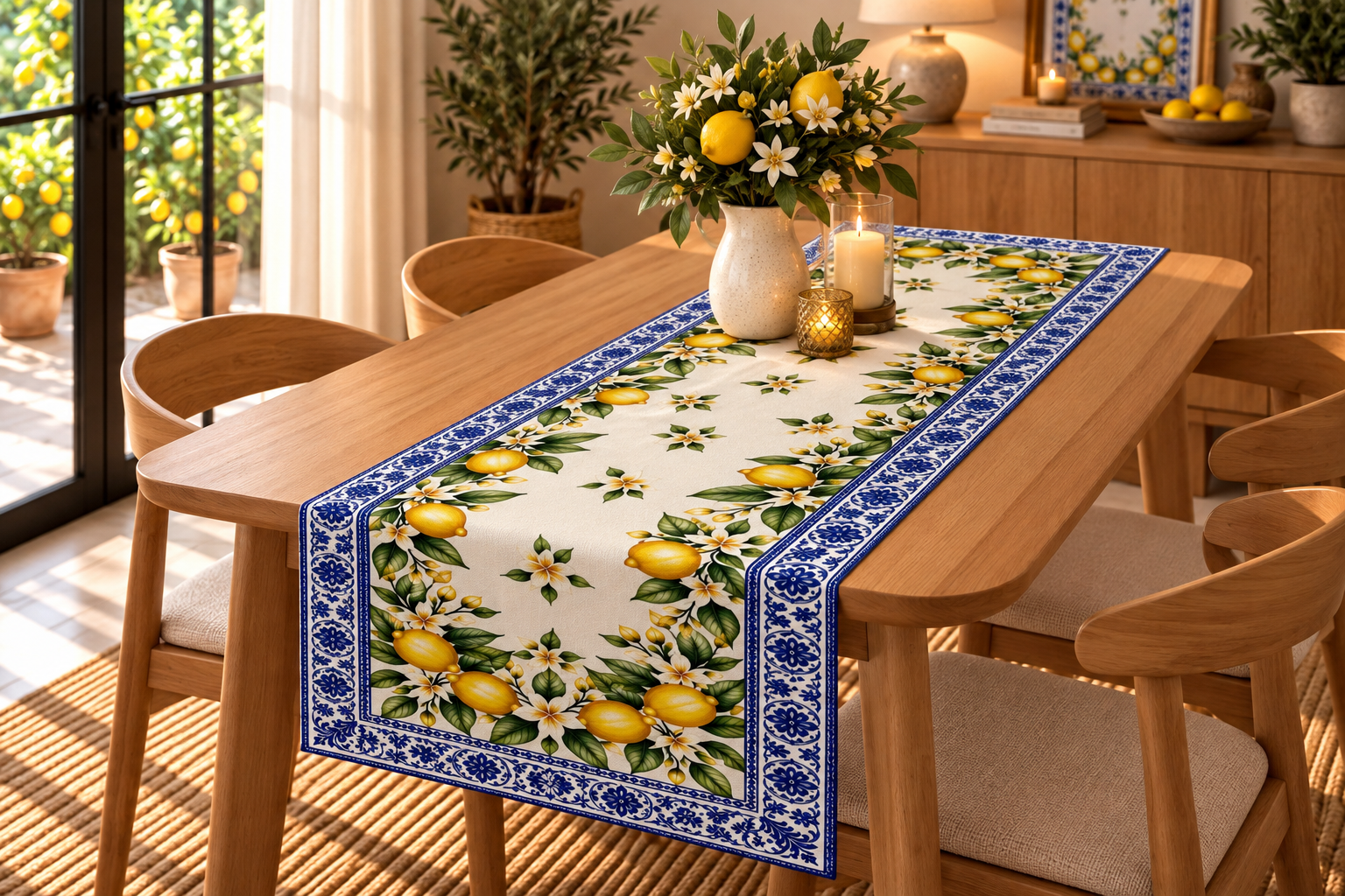Tile Lemon Pattern Rectangular Runner