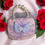 Thumbnail: Girls' Fabric Pearl Handbag, Cute Flip-Top Magnetic Closure, Bow Patch