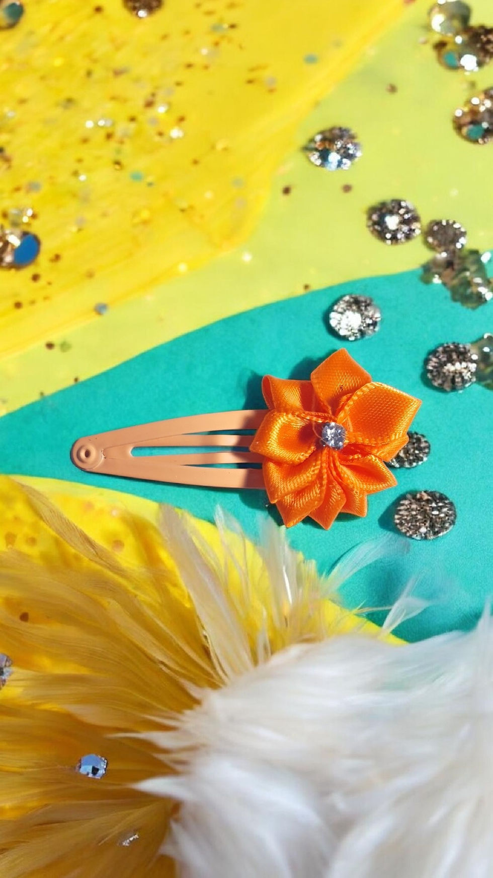 Thumbnail: Satin Bow Hair Clips with Diamanté 4 Hair Clips
