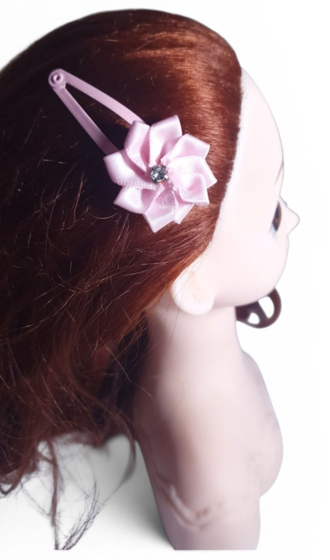 Thumbnail: Satin Bow Hair Clips with Diamanté 4 Hair Clips