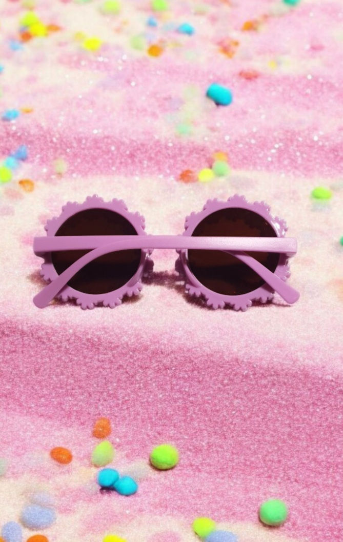 Thumbnail: Kids Fashion Glasses with Purple Flowers around frame