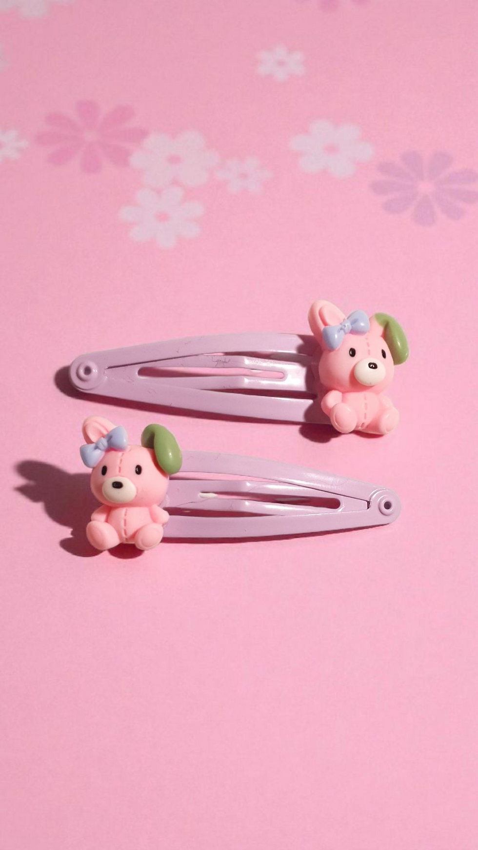 Thumbnail: Resin Pink Teddy Bear Hair Clips 2 pairs