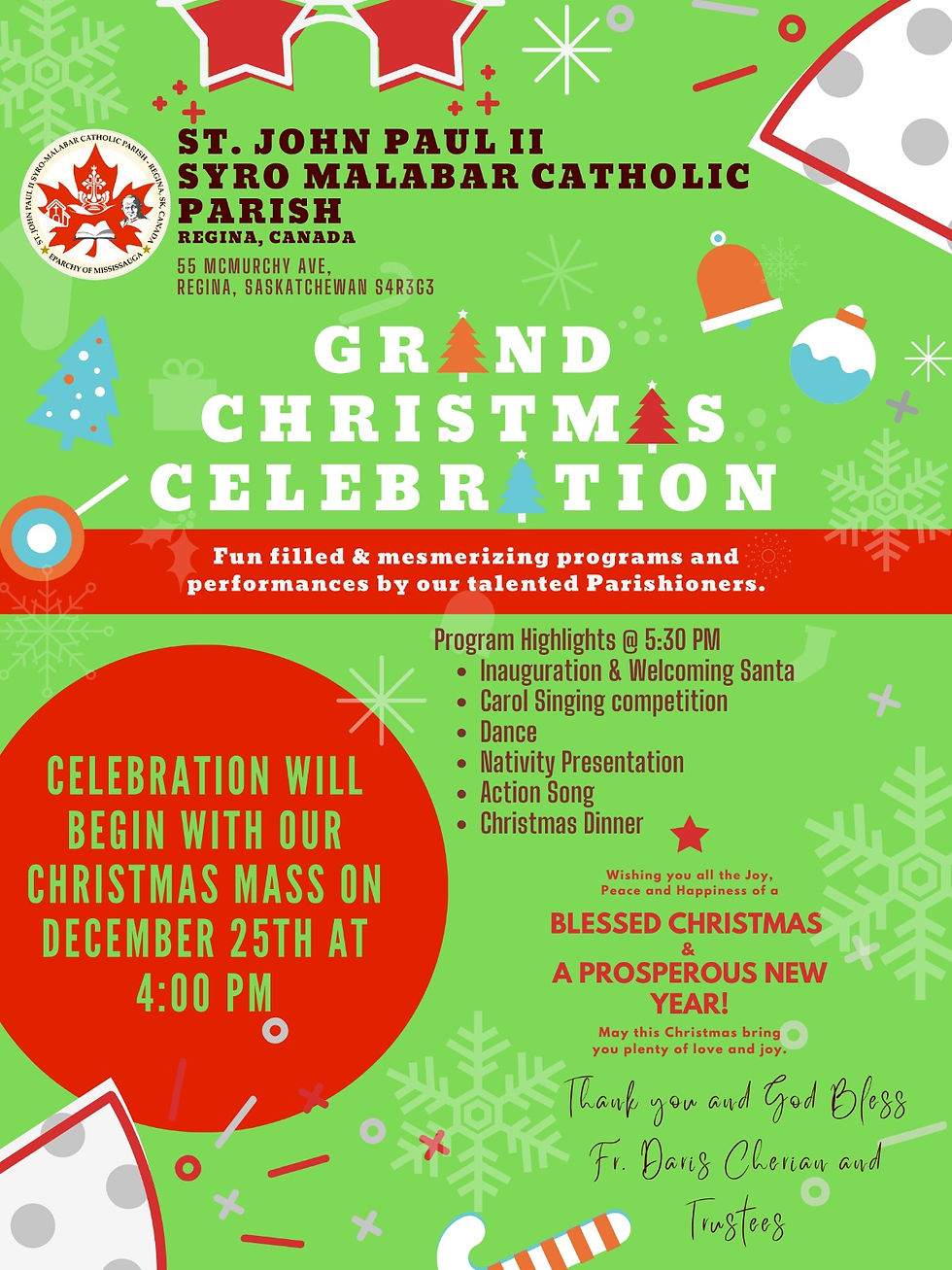 St.John Paul II Syro Malabar Church, Christmas Program -2022