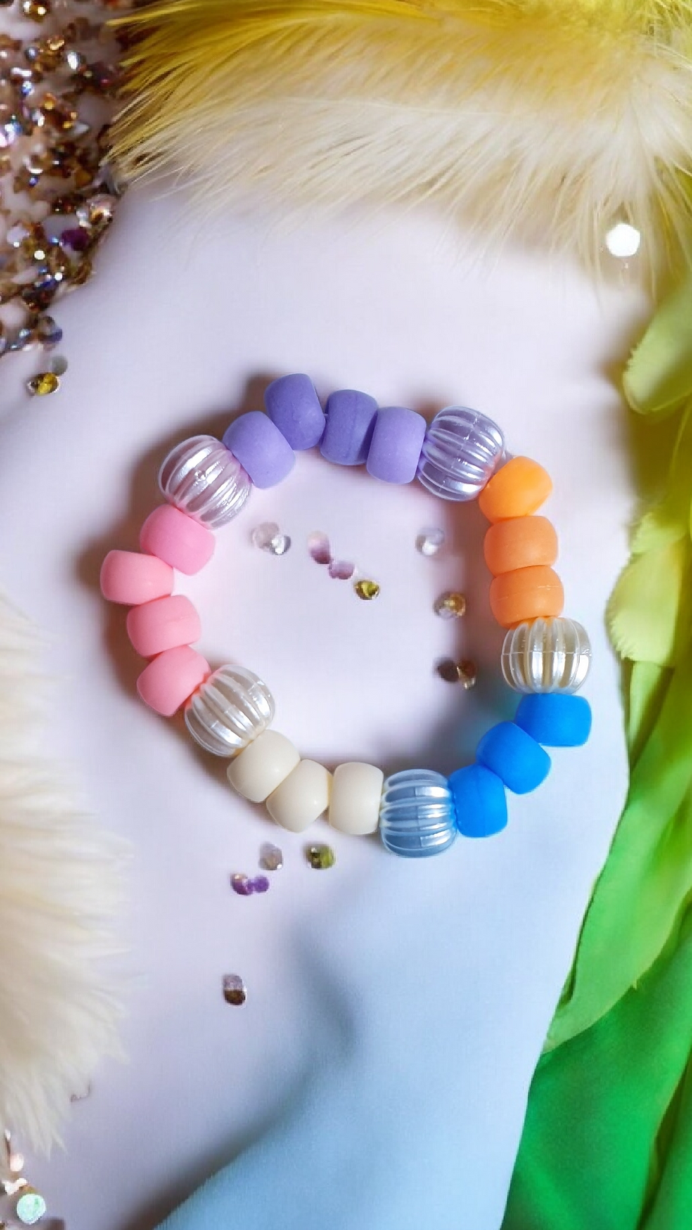 Thumbnail: Pony Beads with Pastel Pumpkin Beads & Unicorn Pendent