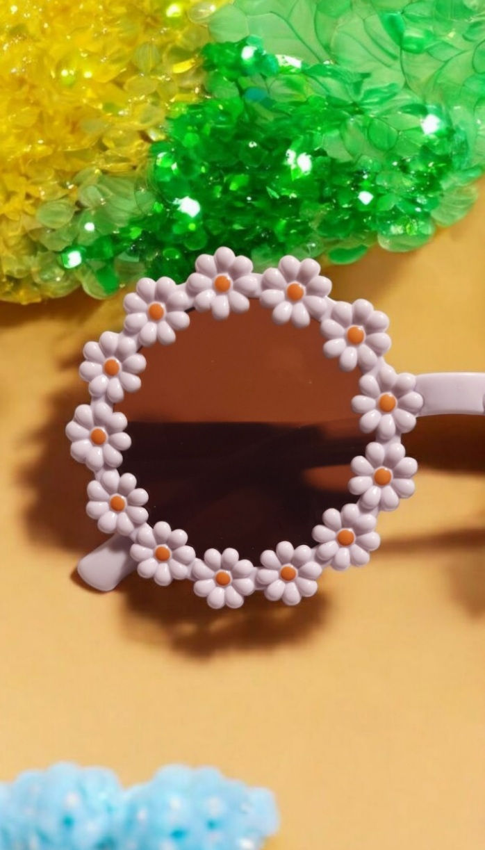 Thumbnail: Kids Fashion Glasses with White Flowers around frame
