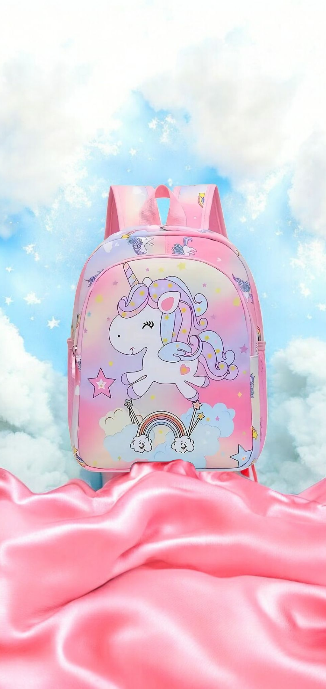 Brighten cute cartoon unicorn design backpack Pink