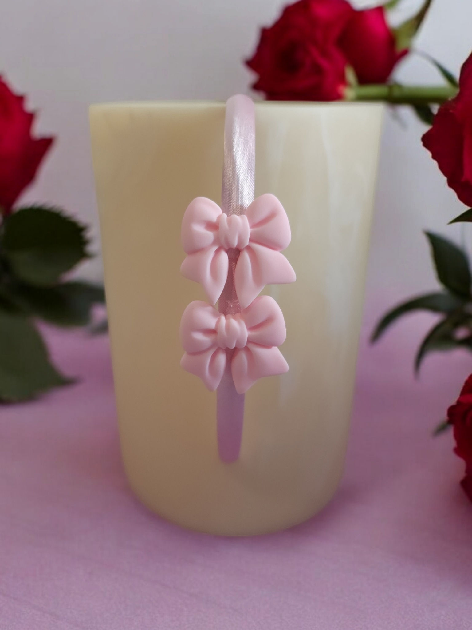 Headband with Larger Resin Bow Pink