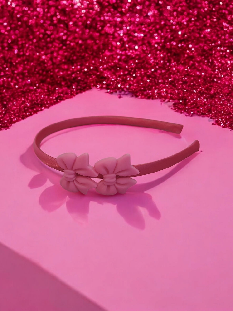 Thumbnail: Pixie Pop Head Band Larger Resin Bow Hot Pink