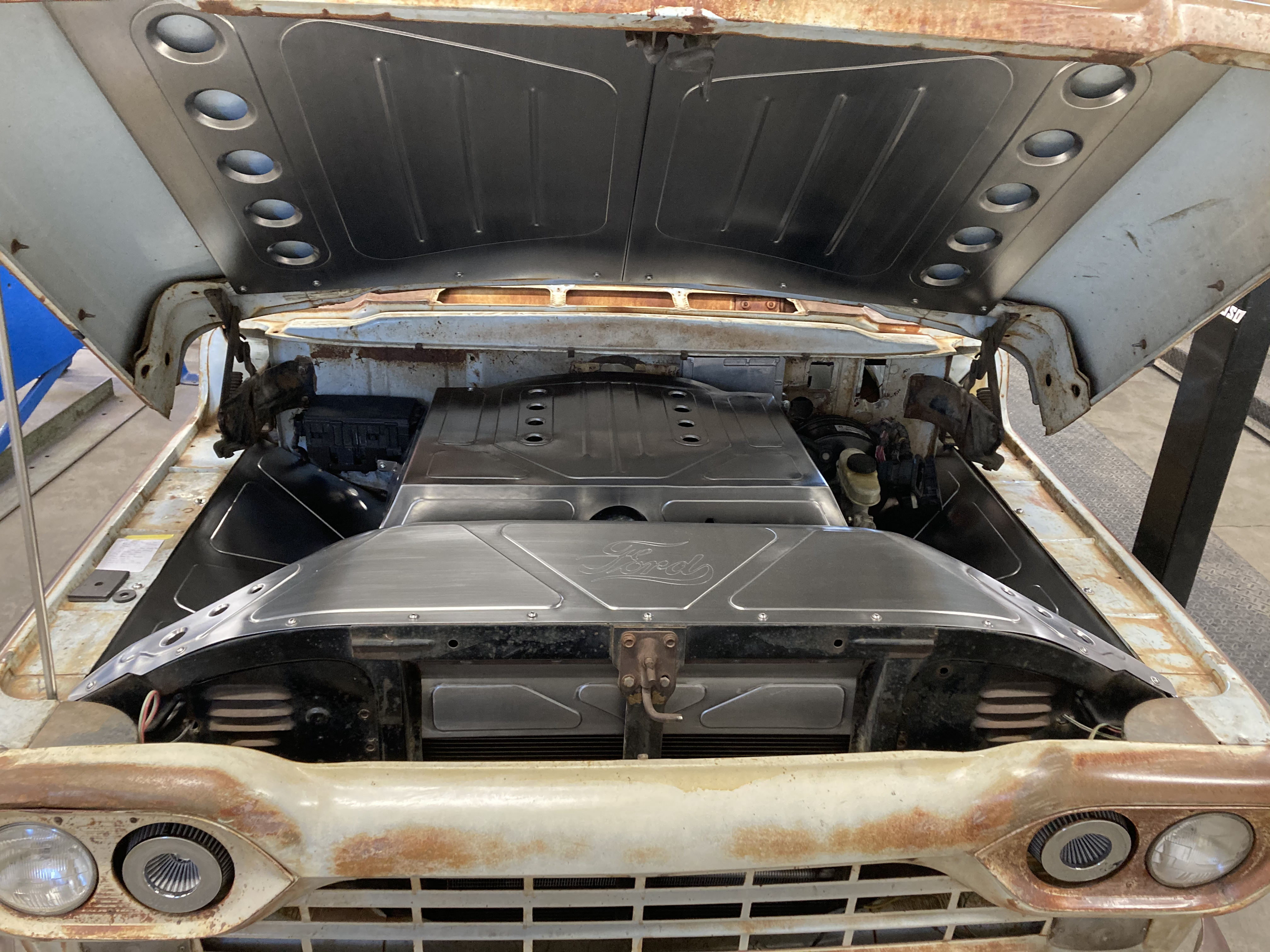 57-60 Ford truck Radiator top cover panel