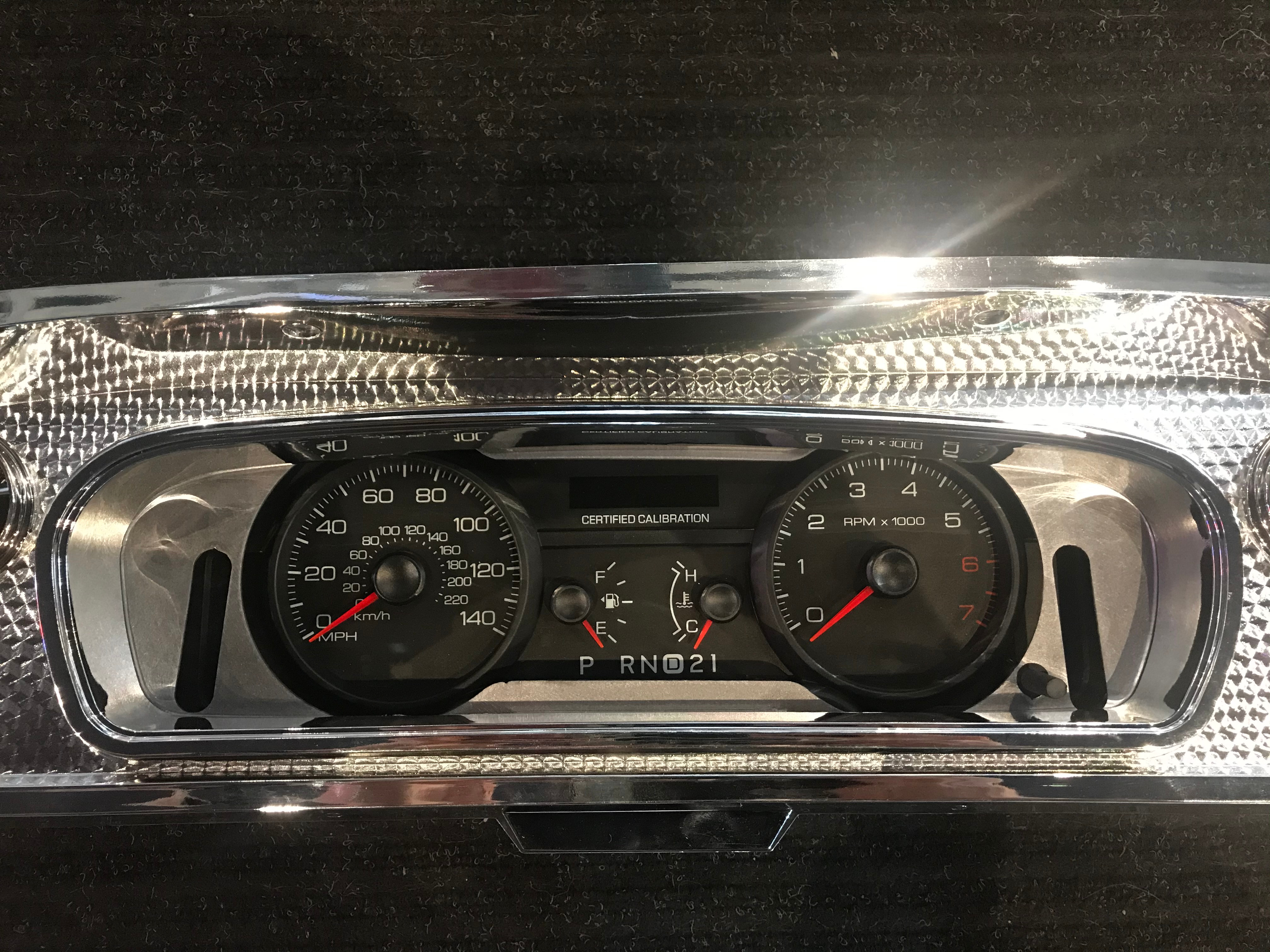 61-65 Ford Custom Cab truck gauge panel for 06-11 Crown Vic gauge Cluster