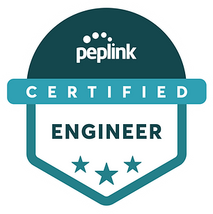 Peplink Certified Engineer badge, representing expertise in advanced SD-WAN, maritime networking, and Peplink connectivity solutions
