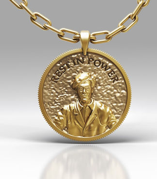 18k yellow gold pendant of Huey Newton