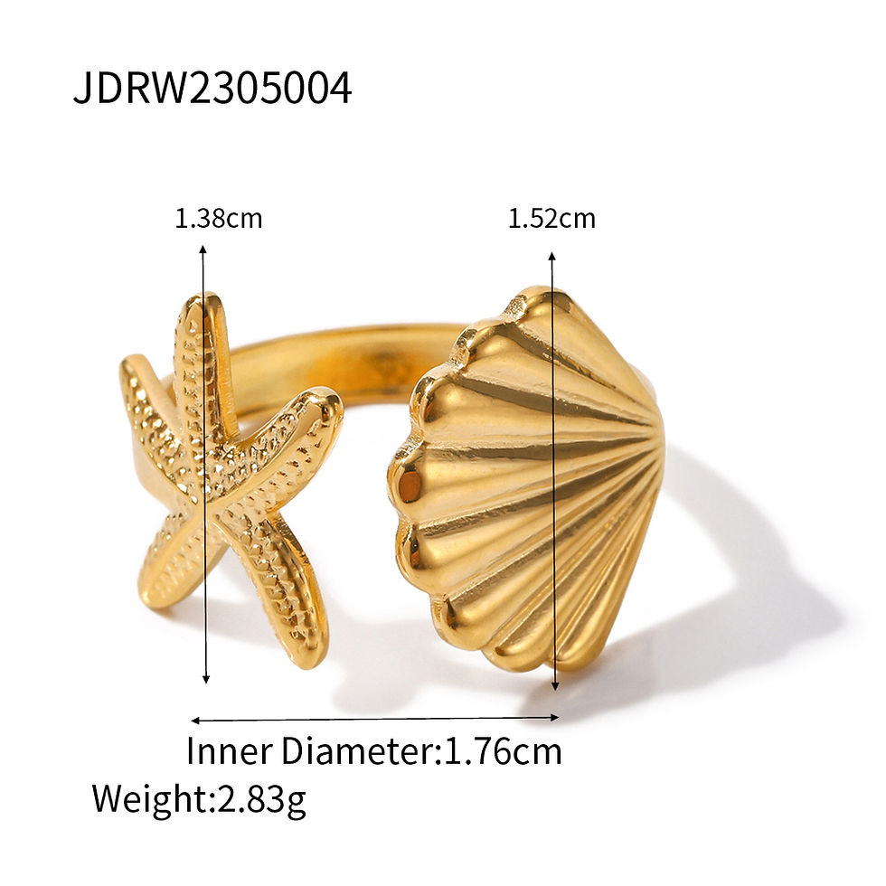 Thumbnail: Uworld Top Quality Geometric Wide Stainless Steel Ring 18K Gold Color Waterproof