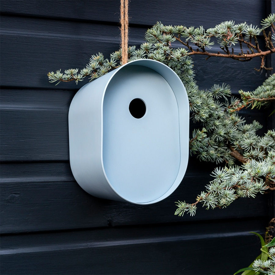 Bamboo Bird House in tree  - Blue