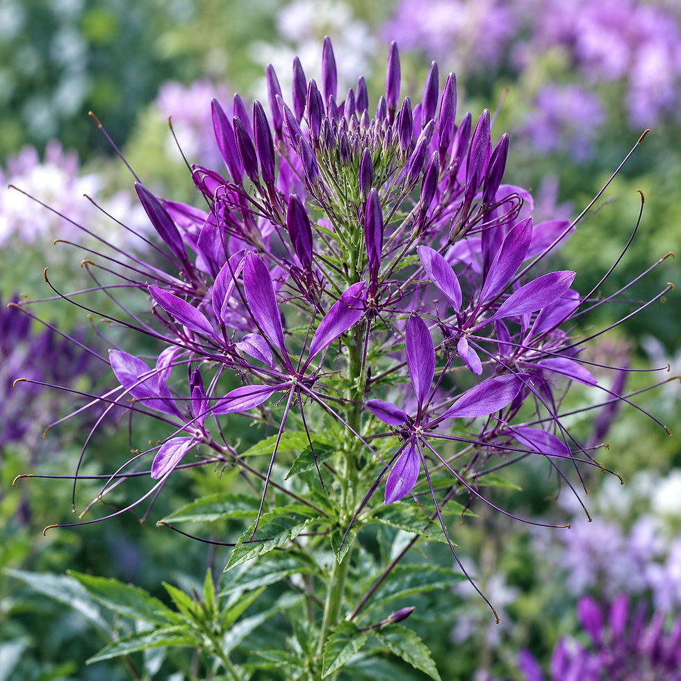 Cleome Spinosa Violet Queen close up flower