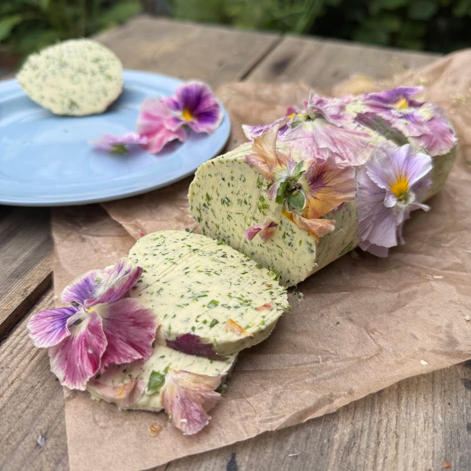 Easy Herb Butter with Edible Flowers