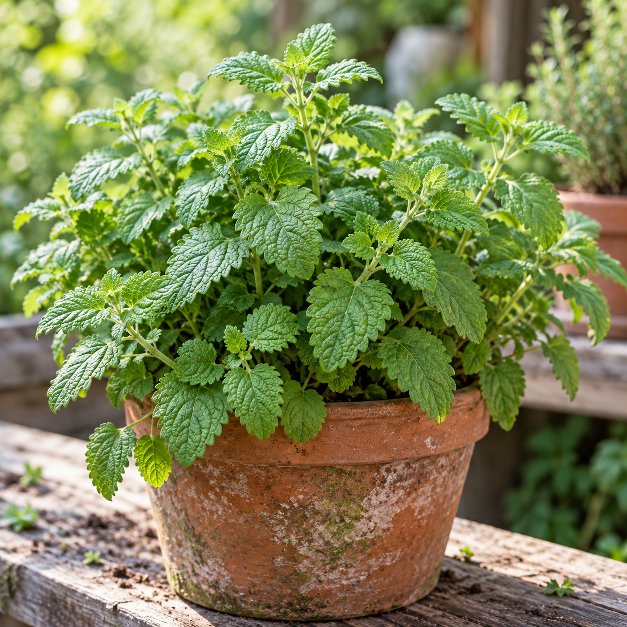 Lemon Balm Plant in Terracotta Pot