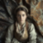 Artist’s interpretation of a textile worker, surrounded by flowing Paisley fabric — beauty, strength, and legacy in one frame