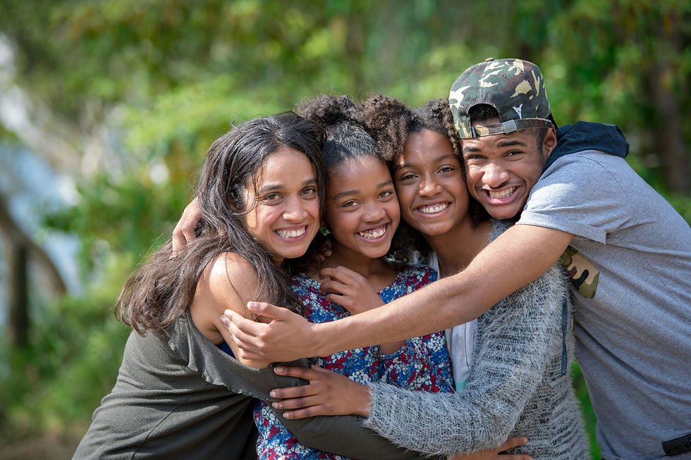 Family hugging