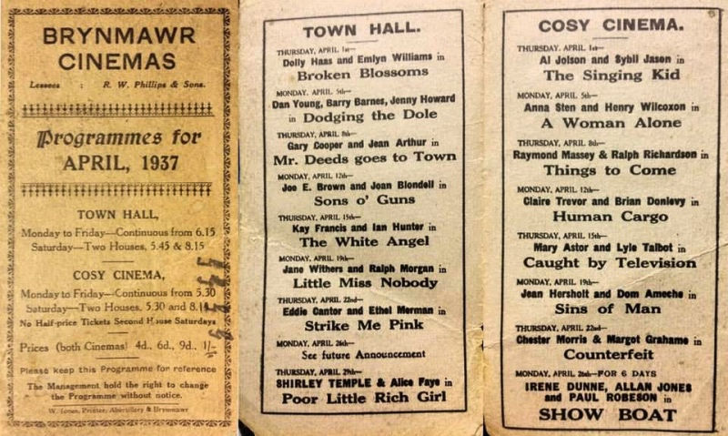 Cosy Cinema Program 1937