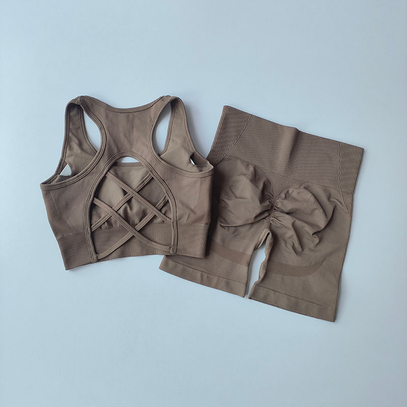 Thumbnail: Seamless Yoga Set for Women, Sexy Sport Bra, High Waist Sports Shorts Suit , Gym