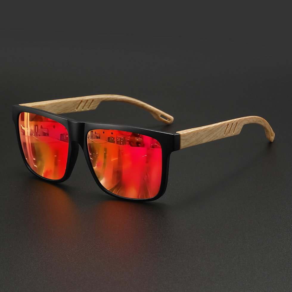 Thumbnail: New Fashion Square Sunglasses - Wood Grain Spring Hinge, UV400 Unisex for Drivin