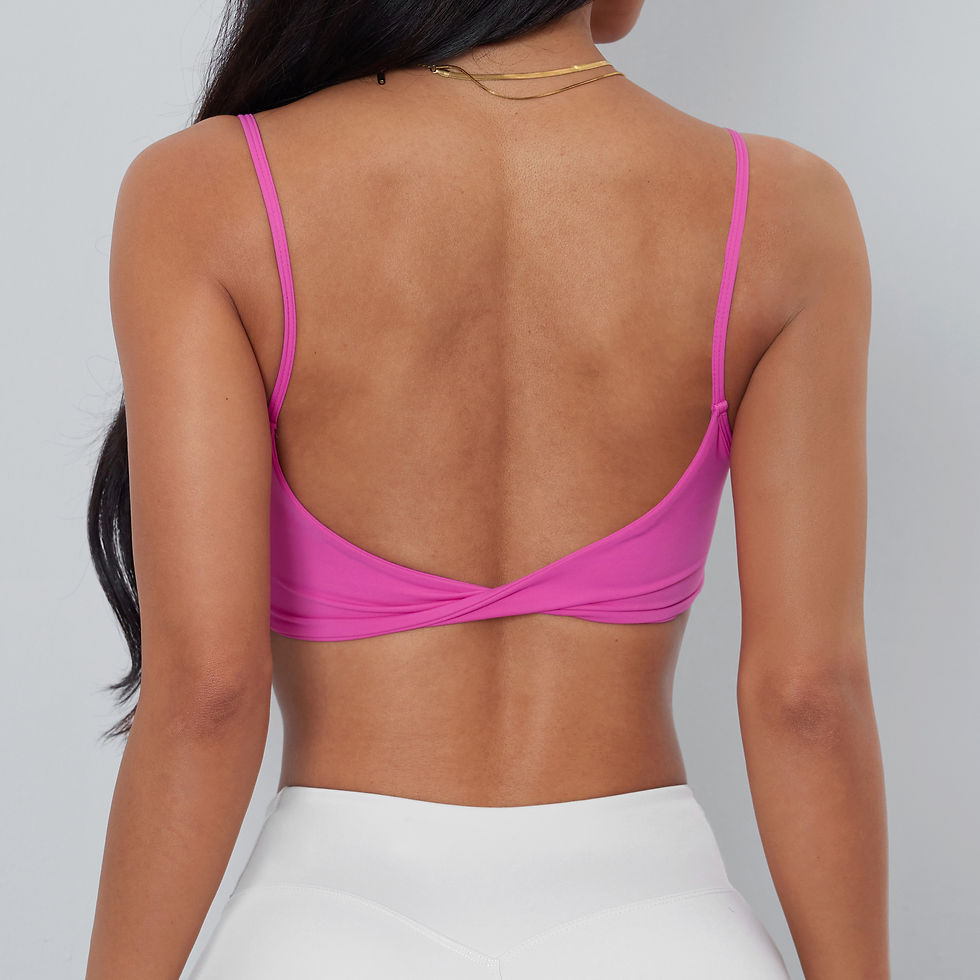 Thumbnail: Anfilia Women Sports Bra Spaghetti Straps Backless Gym Bra High Elastic Square N