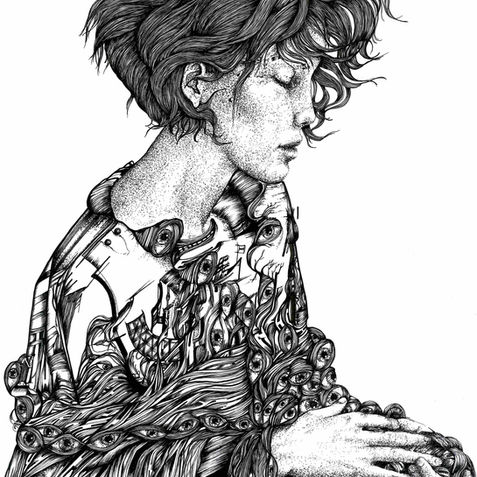 Yogsototh Art by the french artist ninette eponyme. inkdrawing artwork illustration. inconscientalisme @ninetteponyme