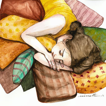 Une dormeuse, aquarelle de ninette