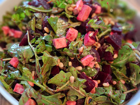 Beetroot, rocket and vegan feta salad served on Yoga Retreats and More retreats
