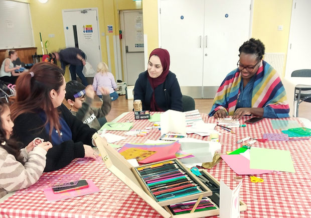 Volunteers and participants in Community Living Room