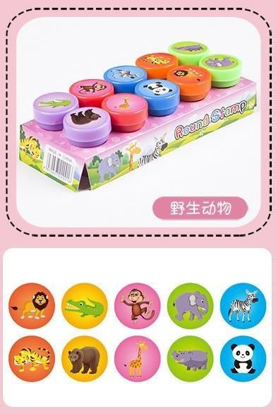Thumbnail: 10pcs Assorted Stamps for Self-ink Stamps Toy Stamps Smiley Face Seal Scrapbooki
