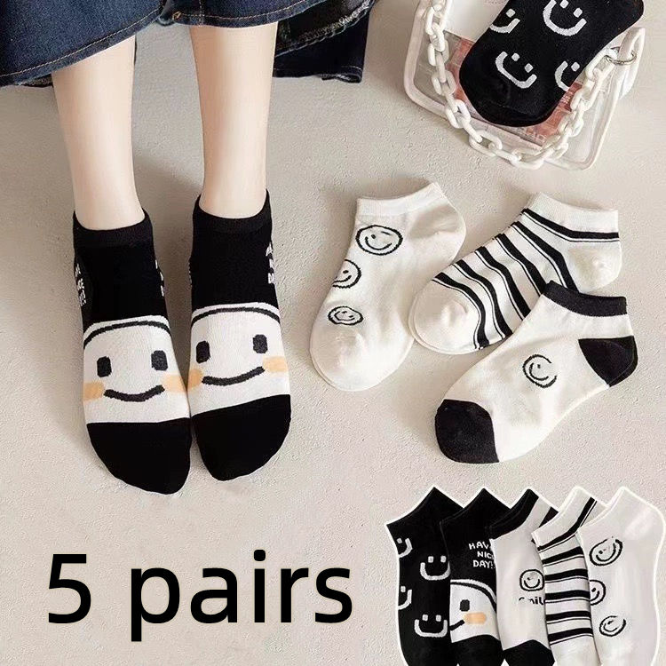 Thumbnail: 10 Pairs Women Low Tube Socks Set Cute Bear Pattern Fashion Breathable For Femal